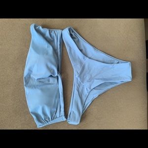 Light Blue Strapless Bathing-suit Set